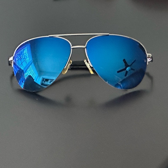 Express Reflective Blue Aviator Sunglasses - Picture 1 of 2